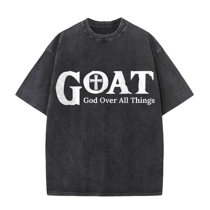 Christianartworkshop T-shirt unisexe délavé GOAT God Over All Things - Noir - 5XL - image 0
