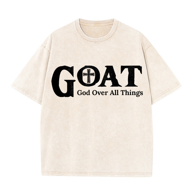 Christianartworkshop T-shirt unisexe délavé GOAT God Over All Things - Beige - 5XL - image 5