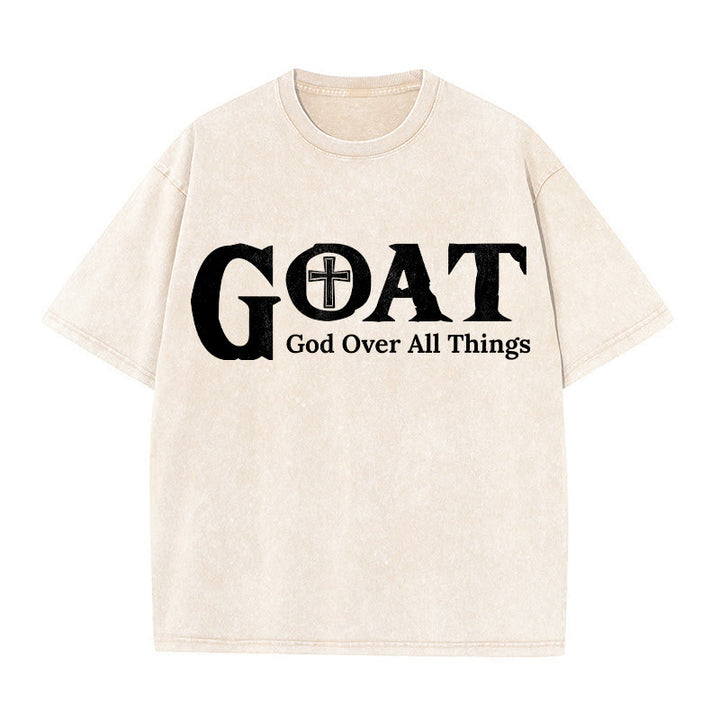 Christianartworkshop T-shirt unisexe délavé GOAT God Over All Things - Beige - 5XL - image 5