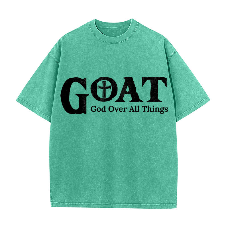 Christianartworkshop T-shirt unisexe délavé GOAT God Over All Things - Vert - 5XL - image 2