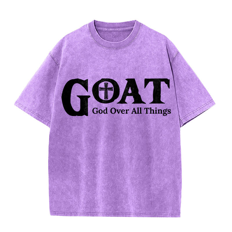 Christianartworkshop T-shirt unisexe délavé GOAT God Over All Things - Violet - 5XL - image 7