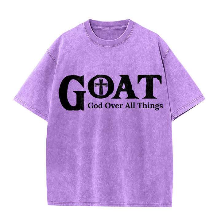 Christianartworkshop T-shirt unisexe délavé GOAT God Over All Things - Violet - 5XL - image 7