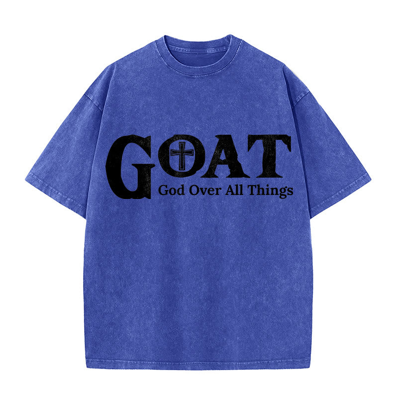 Christianartworkshop T-shirt unisexe délavé GOAT God Over All Things - Bleu - 5XL - image 6