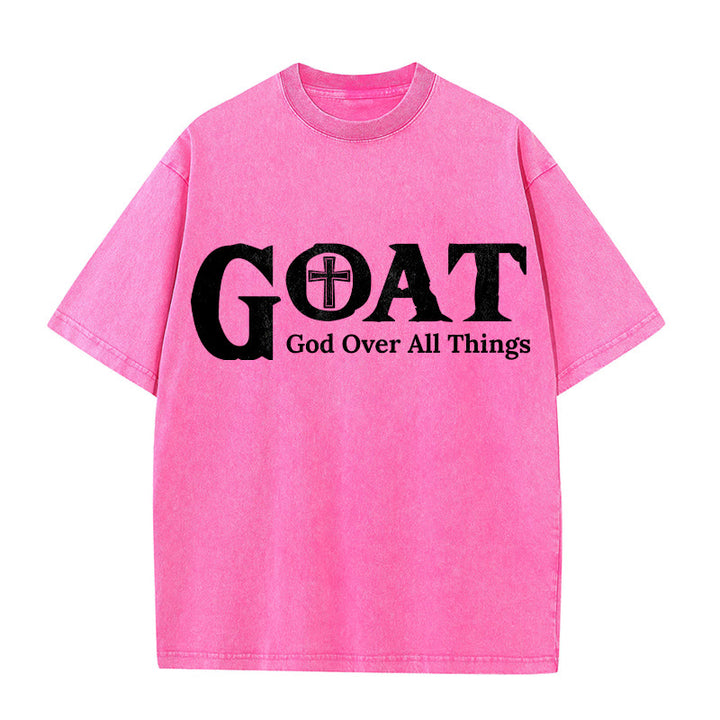 Christianartworkshop T-shirt unisexe délavé GOAT God Over All Things - Rose - 5XL - image 8