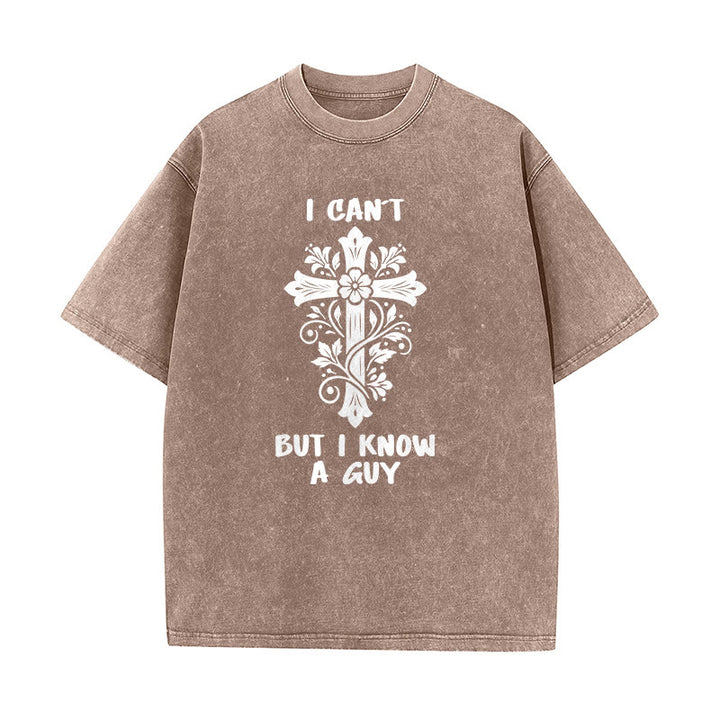 Christianartworkshop T-shirt unisexe délavé à motif floral croisé « Je ne peux pas, mais je connais un gars » - Brun - 5XL - image 5