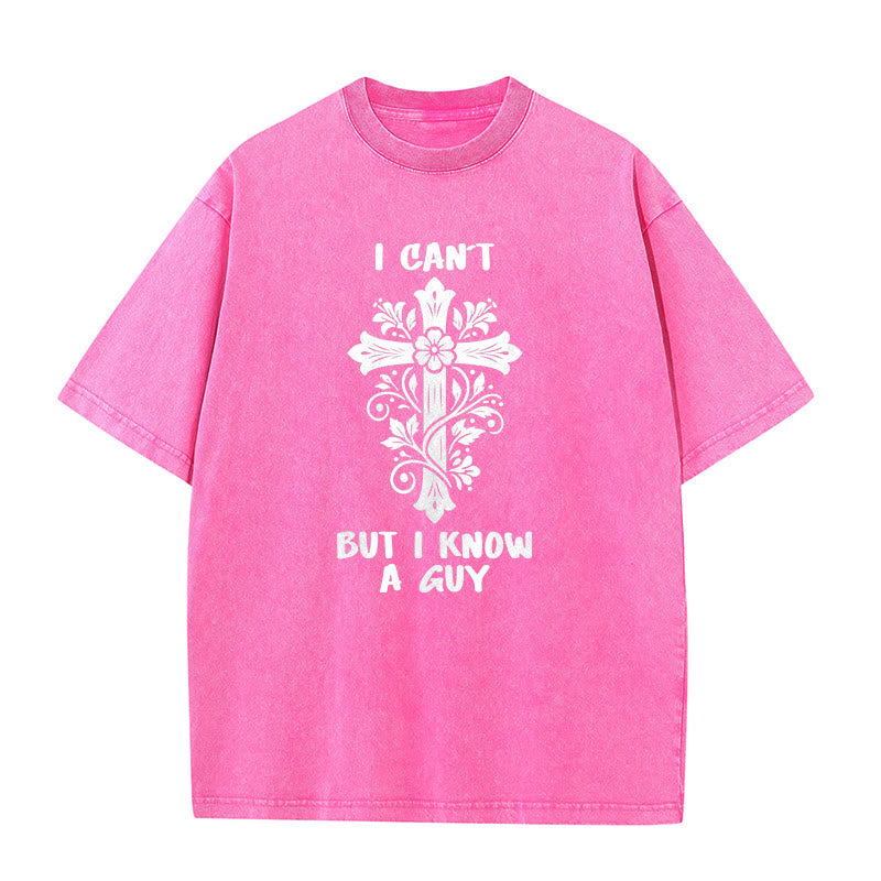 Christianartworkshop T-shirt unisexe délavé à motif floral croisé « Je ne peux pas, mais je connais un gars » - Rose - 5XL - image 8