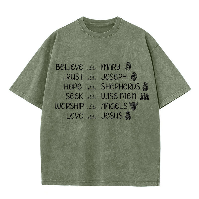 Christianartworkshop T-shirt unisexe délavé Bible Heroes Faith Statement - Vert armée - 5XL - image 3