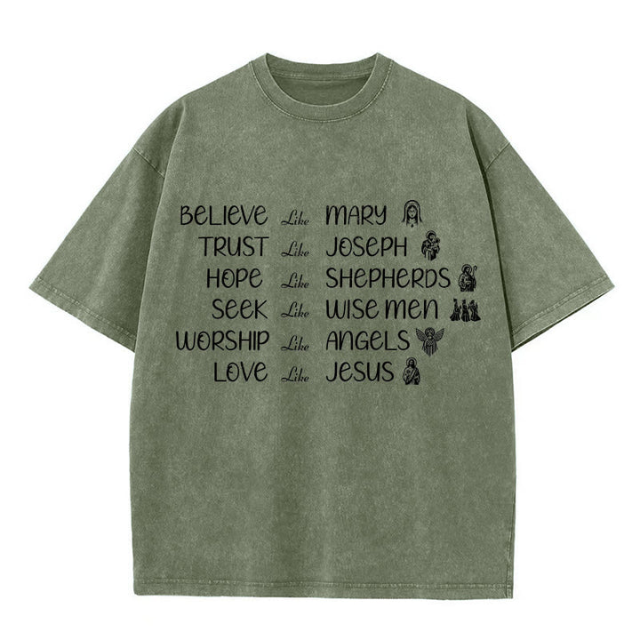 Christianartworkshop T-shirt unisexe délavé Bible Heroes Faith Statement - Vert armée - 5XL - image 3