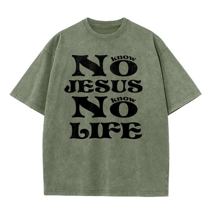 Christianartworkshop T-shirt unisexe délavé « Pas de Jésus, pas de vie » - Vert armée - 5XL - image 3
