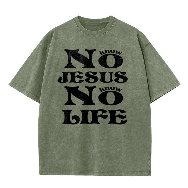 Christianartworkshop T-shirt unisexe délavé « Pas de Jésus, pas de vie » - Vert armée - 5XL - image 3