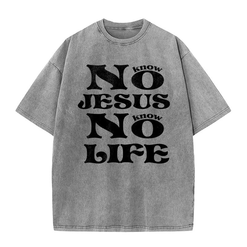 Christianartworkshop T-shirt unisexe délavé « Pas de Jésus, pas de vie » - Gris - 5XL - image 1