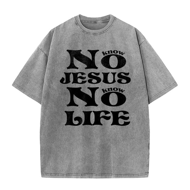 Christianartworkshop T-shirt unisexe délavé « Pas de Jésus, pas de vie » - Gris - 5XL - image 1