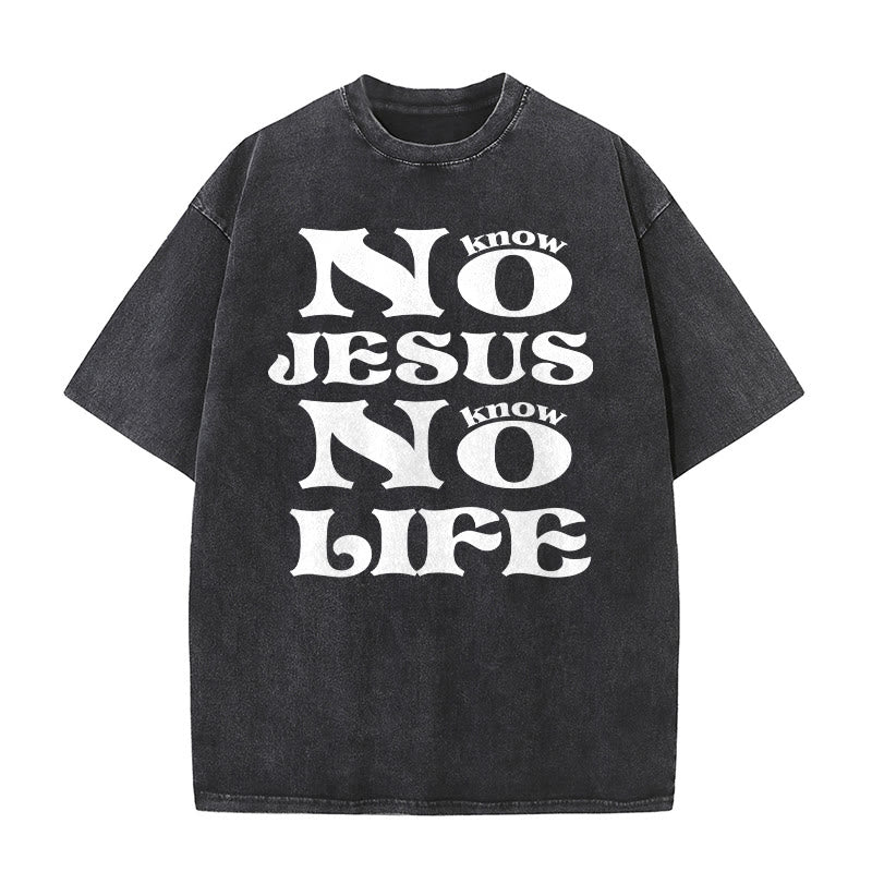 Christianartworkshop T-shirt unisexe délavé « Pas de Jésus, pas de vie » - Noir - 5XL - image 0