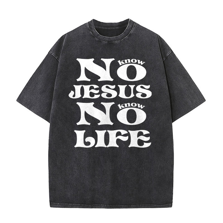 Christianartworkshop T-shirt unisexe délavé « Pas de Jésus, pas de vie » - Noir - 5XL - image 0