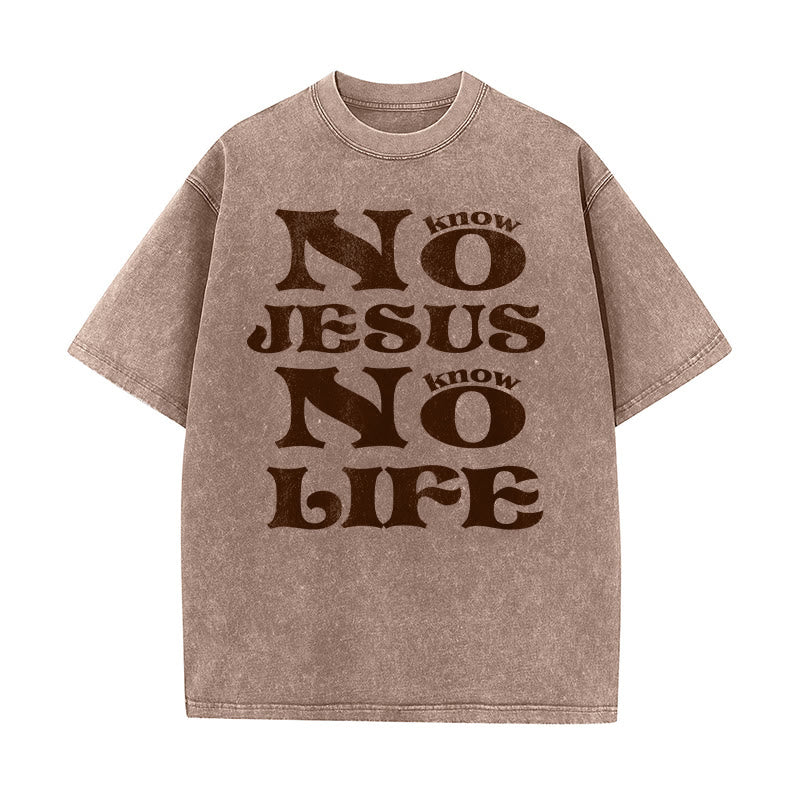 Christianartworkshop T-shirt unisexe délavé « Pas de Jésus, pas de vie » - Brun - 5XL - image 4