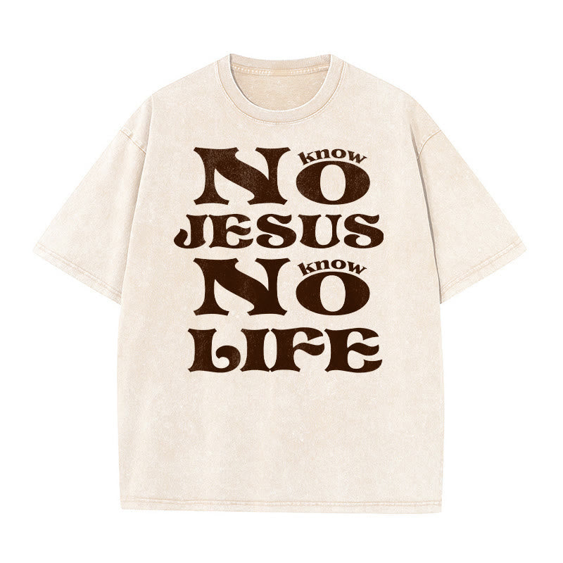 Christianartworkshop T-shirt unisexe délavé « Pas de Jésus, pas de vie » - Beige - 5XL - image 5