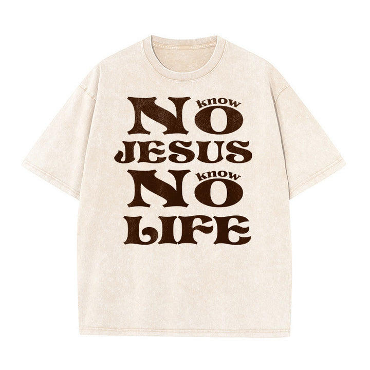 Christianartworkshop T-shirt unisexe délavé « Pas de Jésus, pas de vie » - Beige - 5XL - image 5