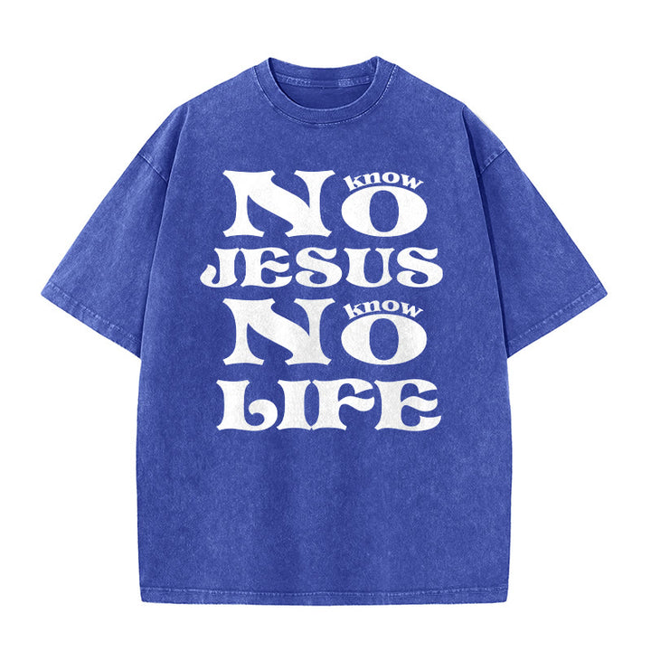Christianartworkshop T-shirt unisexe délavé « Pas de Jésus, pas de vie » - Bleu - 5XL - image 6