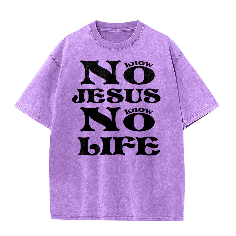 Christianartworkshop T-shirt unisexe délavé « Pas de Jésus, pas de vie » - Violet - 5XL - image 7