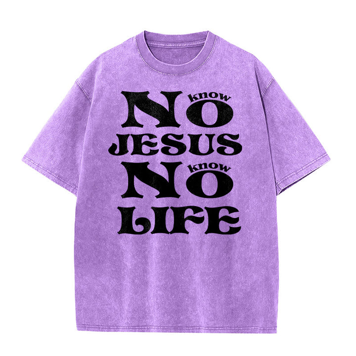 Christianartworkshop T-shirt unisexe délavé « Pas de Jésus, pas de vie » - Violet - 5XL - image 7
