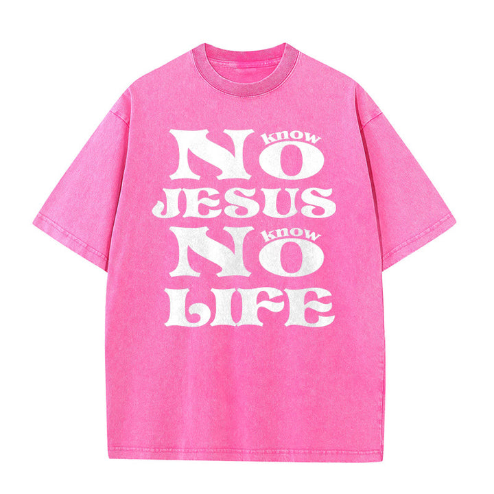 Christianartworkshop T-shirt unisexe délavé « Pas de Jésus, pas de vie » - Rose - 5XL - image 8