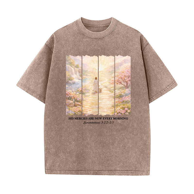 Christianartworkshop T-shirt unisexe lavé « Sa miséricorde se renouvelle chaque matin » - Brun - 5XL - image 5