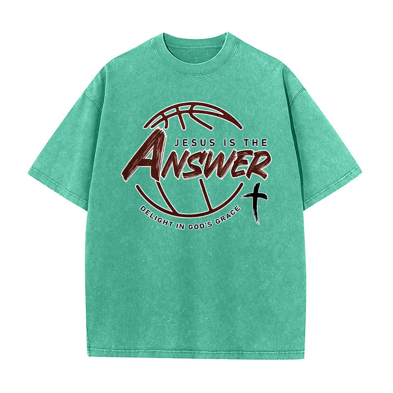 Christianartworkshop T-shirt unisexe délavé « Jésus est la réponse » style urbain - Vert - 5XL - image 3