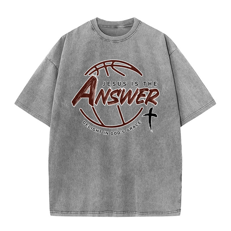 Christianartworkshop T-shirt unisexe délavé « Jésus est la réponse » style urbain - Gris - 5XL - image 2