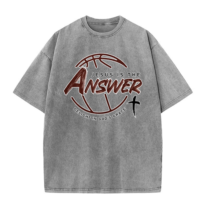 Christianartworkshop T-shirt unisexe délavé « Jésus est la réponse » style urbain - Gris - 5XL - image 2
