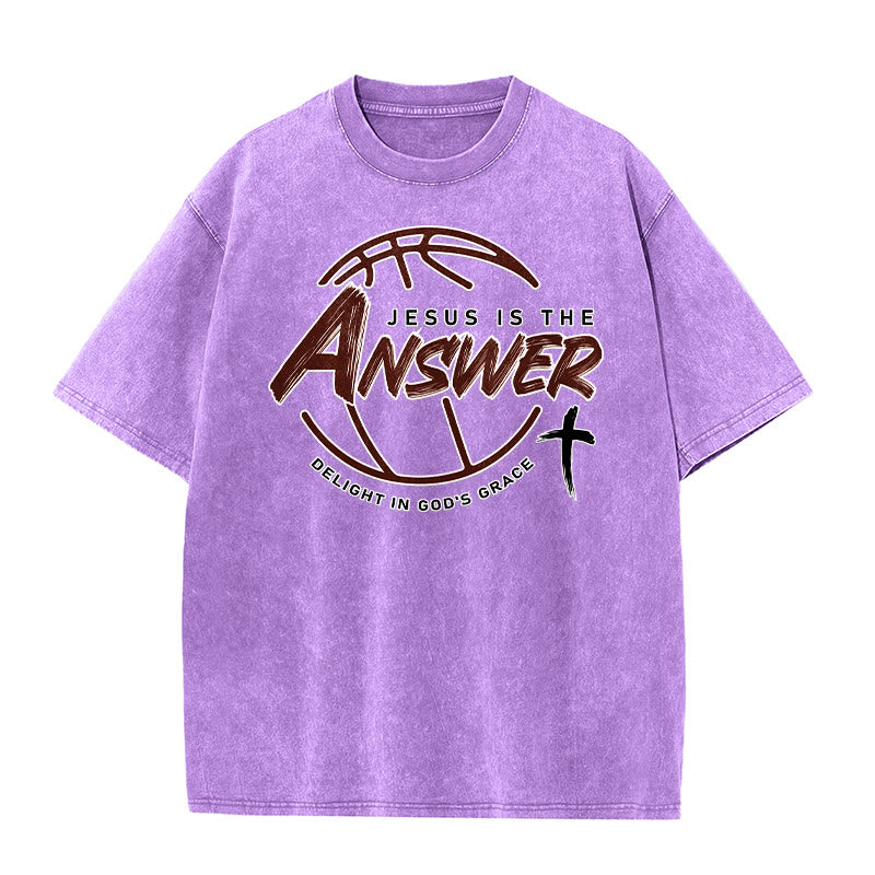 Christianartworkshop T-shirt unisexe délavé « Jésus est la réponse » style urbain - Violet - 5XL - image 7
