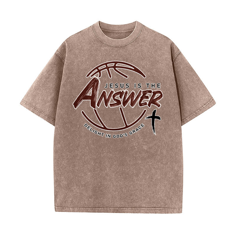 Christianartworkshop T-shirt unisexe délavé « Jésus est la réponse » style urbain - Brun - 5XL - image 5