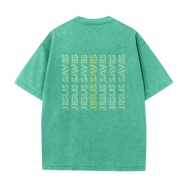 Christianartworkshop T-shirt unisexe délavé « Jésus sauve » (texte répété) - image 10
