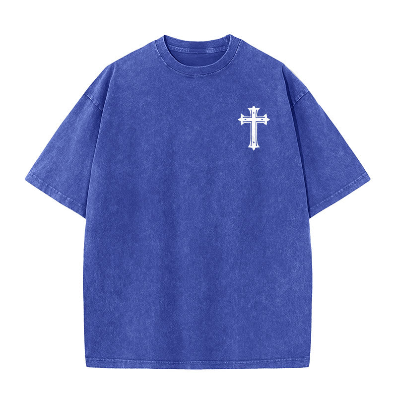 Christianartworkshop T-shirt unisexe délavé « Corps fort, foi forte » avec croix et couronne - image 20