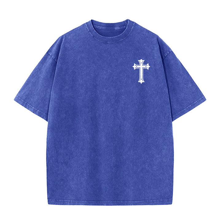 Christianartworkshop T-shirt unisexe délavé « Corps fort, foi forte » avec croix et couronne - image 20