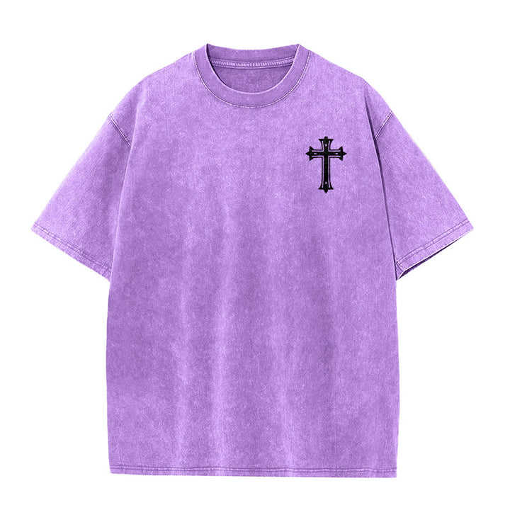 Christianartworkshop T-shirt unisexe délavé « Corps fort, foi forte » avec croix et couronne - image 23