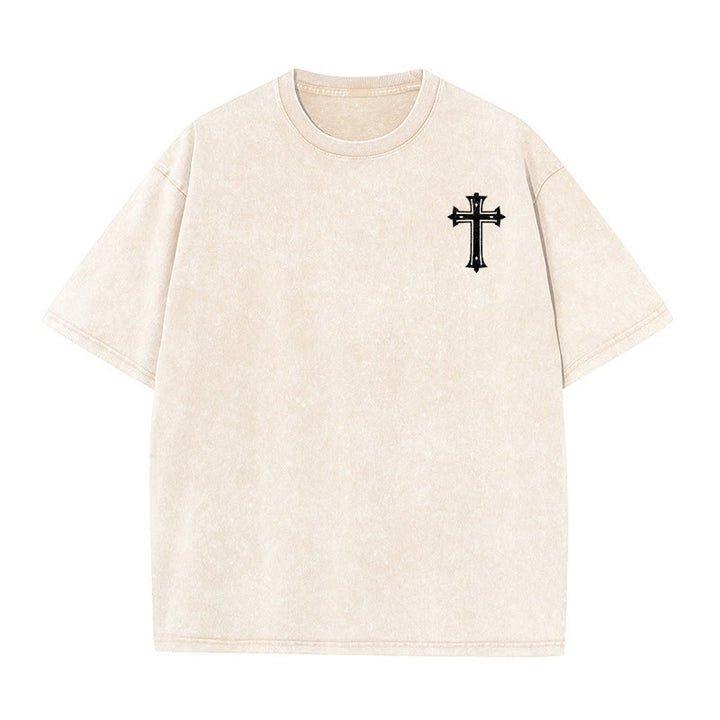 Christianartworkshop T-shirt unisexe délavé « Corps fort, foi forte » avec croix et couronne - image 17