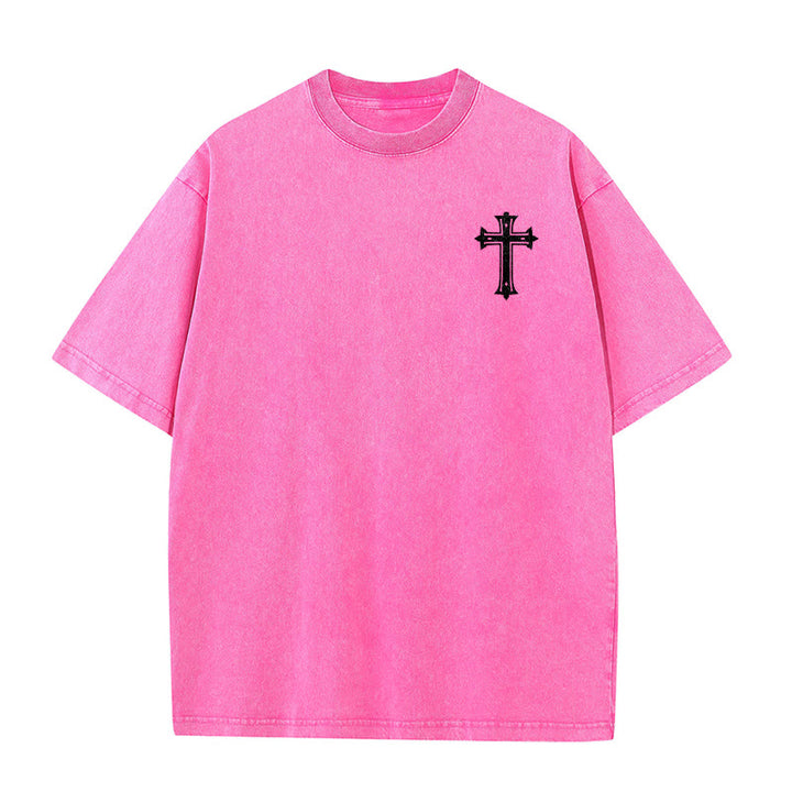 Christianartworkshop T-shirt unisexe délavé « Corps fort, foi forte » avec croix et couronne - image 26