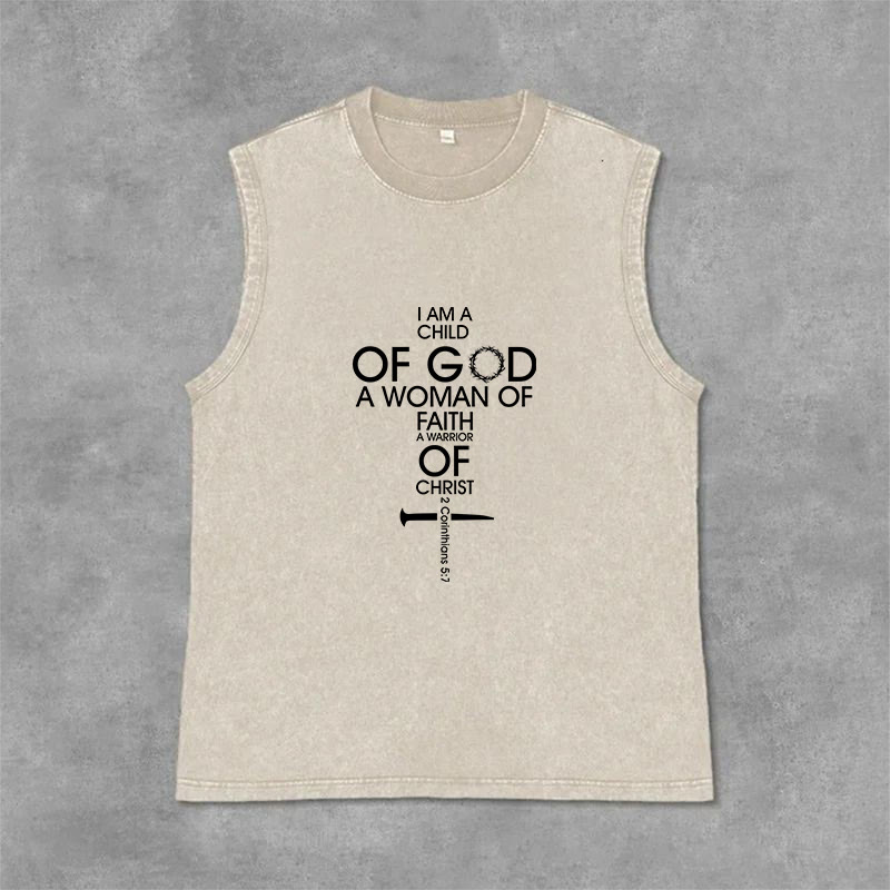 Christianartworkshop Débardeur unisexe délavé « Enfant de Dieu, Femme de Foi » - Beige - 2XL - image 10
