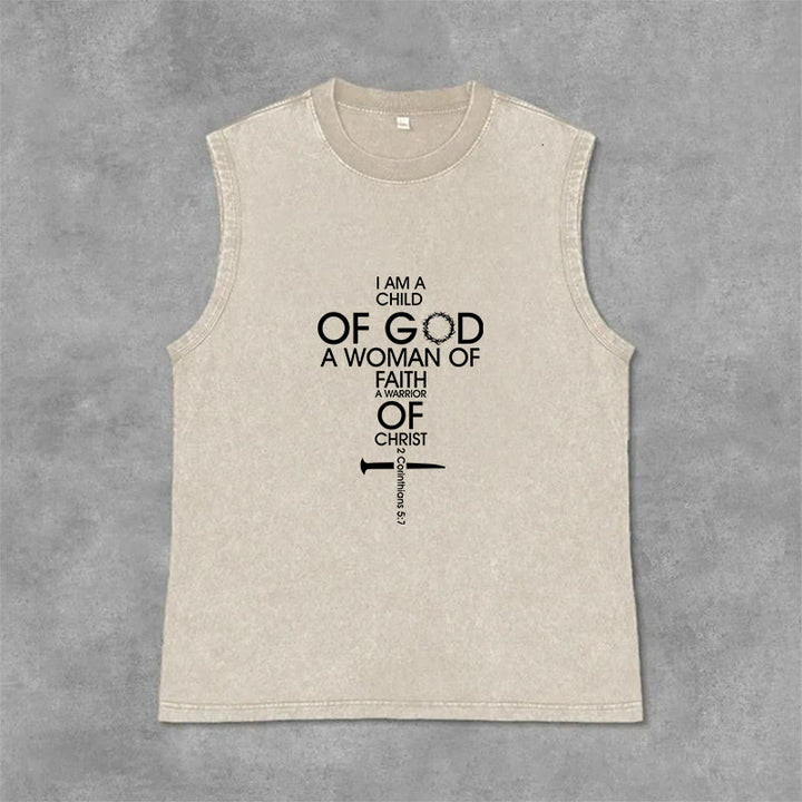 Christianartworkshop Débardeur unisexe délavé « Enfant de Dieu, Femme de Foi » - Beige - 2XL - image 10