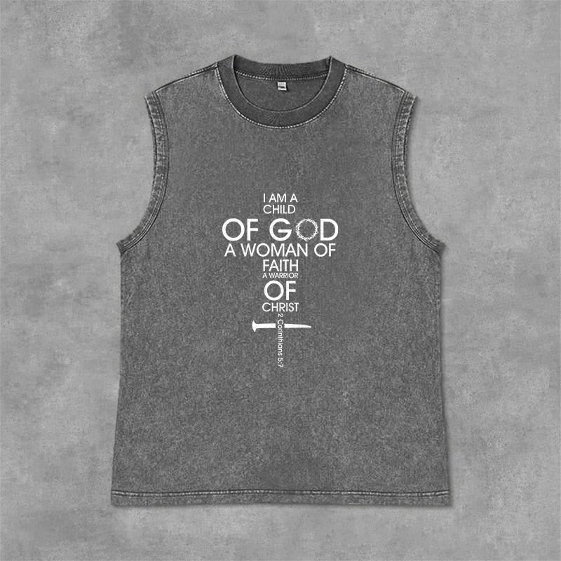 Christianartworkshop Débardeur unisexe délavé « Enfant de Dieu, Femme de Foi » - Gris - 2XL - image 4