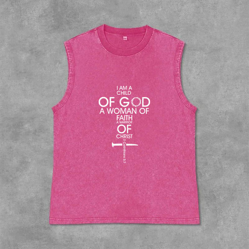 Christianartworkshop Débardeur unisexe délavé « Enfant de Dieu, Femme de Foi » - Rose - 2XL - image 13