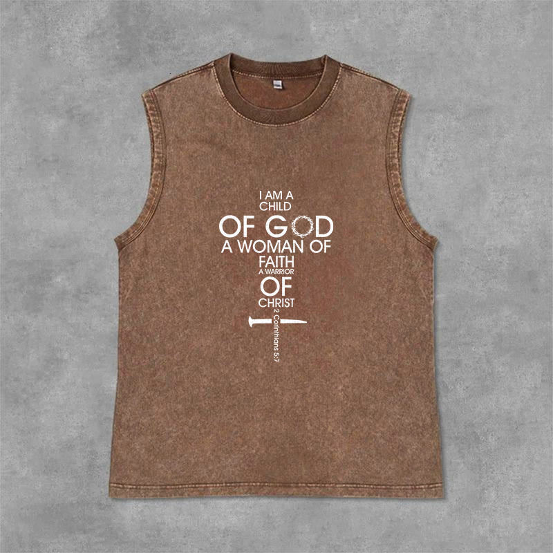 Christianartworkshop Débardeur unisexe délavé « Enfant de Dieu, Femme de Foi » - Brun - 2XL - image 7