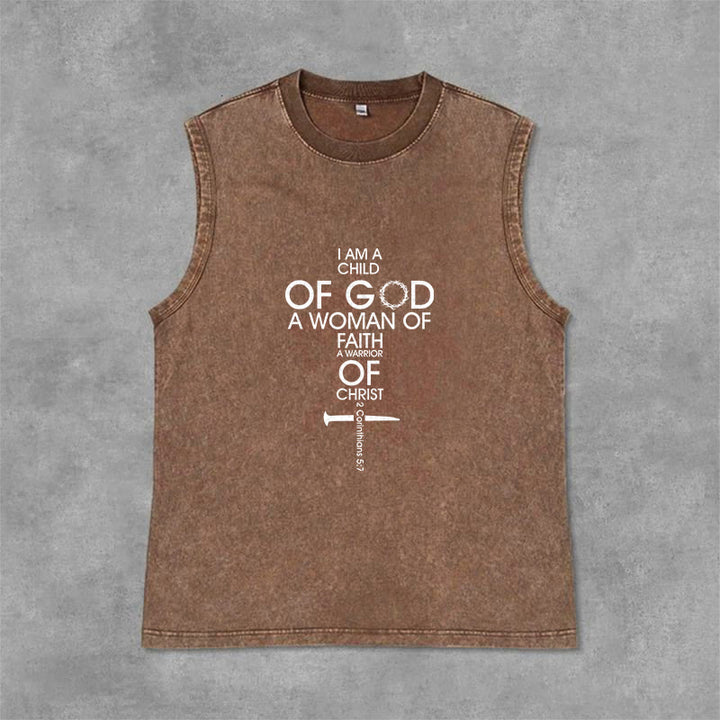 Christianartworkshop Débardeur unisexe délavé « Enfant de Dieu, Femme de Foi » - Brun - 2XL - image 7