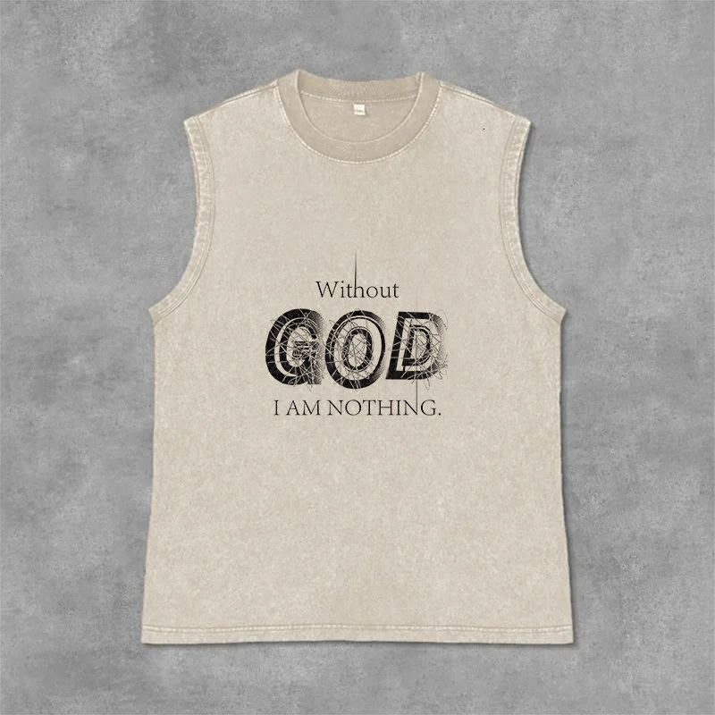 Christianartworkshop Débardeur unisexe lavé « Sans Dieu, je ne suis rien » - Beige - 2XL - image 9