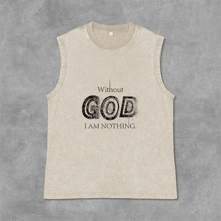 Christianartworkshop Débardeur unisexe lavé « Sans Dieu, je ne suis rien » - Beige - 2XL - image 9