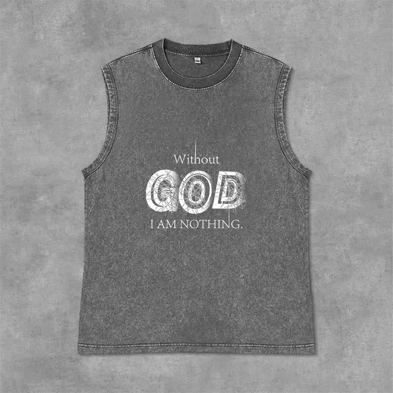Christianartworkshop Débardeur unisexe lavé « Sans Dieu, je ne suis rien » - Gris - 2XL - image 3