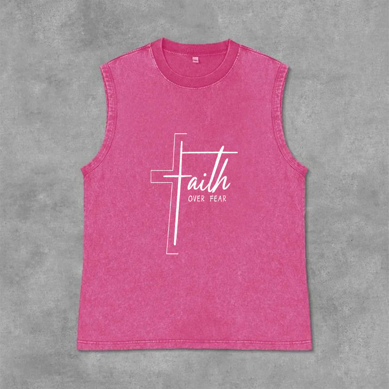 Christianartworkshop Débardeur unisexe lavé avec inscription manuscrite « La foi plutôt que la peur » - Rose - 2XL - image 12
