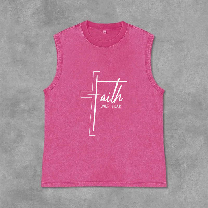 Christianartworkshop Débardeur unisexe lavé avec inscription manuscrite « La foi plutôt que la peur » - Rose - 2XL - image 12