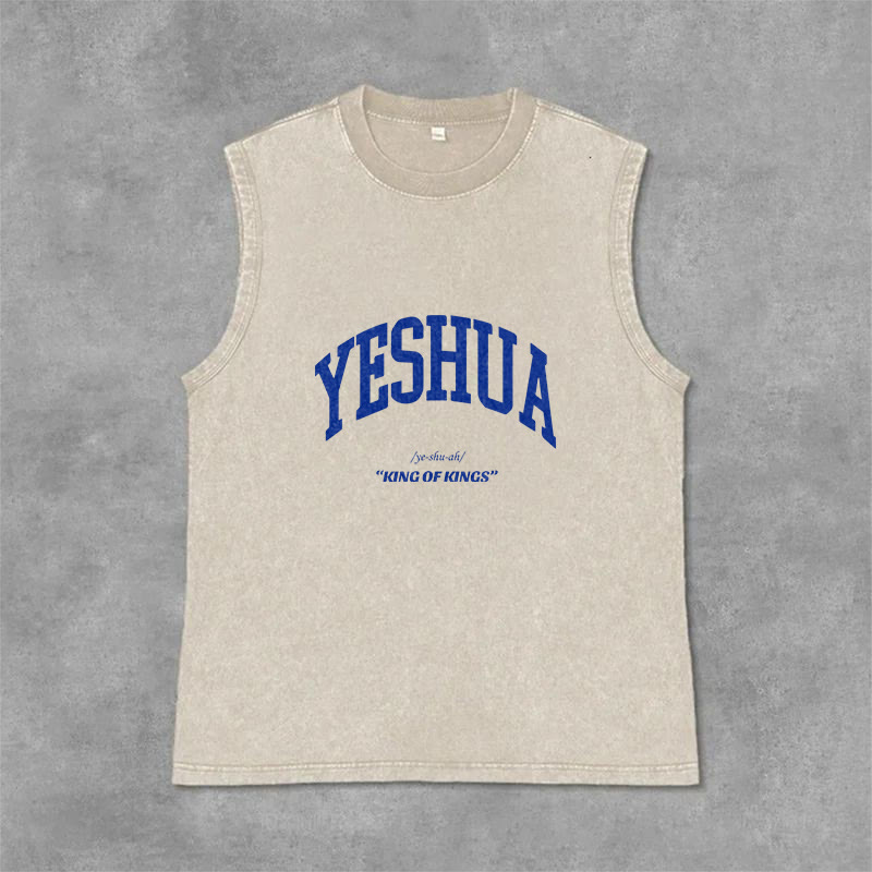 Christianartworkshop Débardeur unisexe délavé Yeshua King Of Kings - Beige - 2XL - image 1