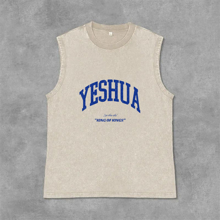 Christianartworkshop Débardeur unisexe délavé Yeshua King Of Kings - Beige - 2XL - image 1